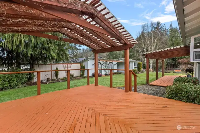 Partially covered deck off of dining room