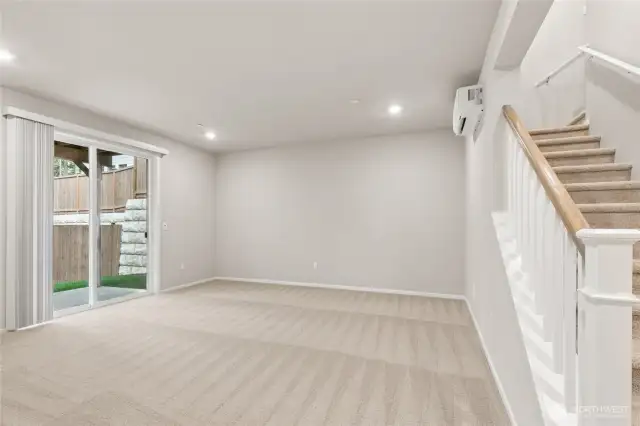 Fully finished daylight basement with large Rec room with walk-out patio.