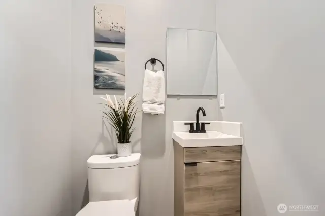 Powder room on lower level
