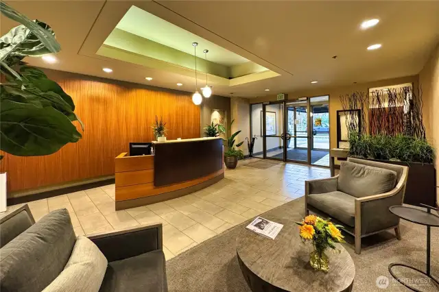 Lovely main lobby of Bay Vista Tower Condominium with 24/7 concierge services!