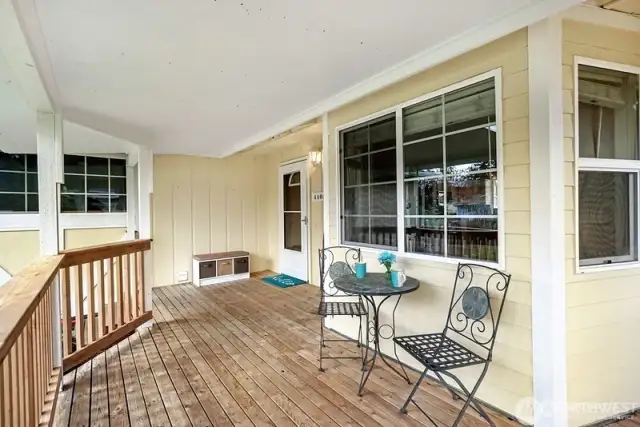 Spacious covered porch, great for morning coffee.