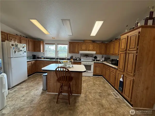 Tons of Cabinets and counter space with large Island.