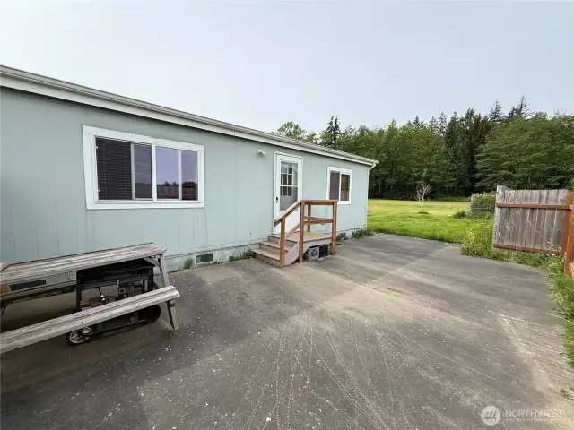 Large private back patio