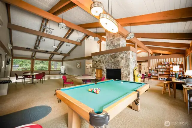 Inside the clubhouse, play some pool or grab a book from the library and sit next to the window to read.