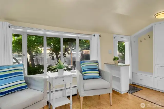 Cozy eating area or a place to visit with the chef and enjoy a beverage.