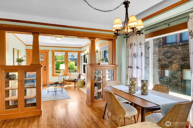 Notice the pretty buile-ins that frame the entrance into the dining room.