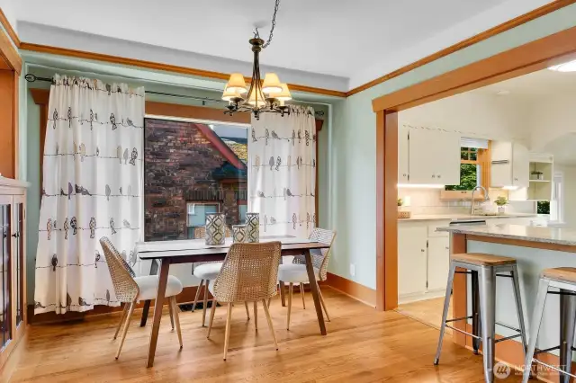 The dining room is adjacent to both the living room and kitchen- easy flow for entertaining.