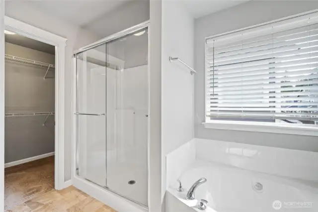 Separate walk in shower and tub