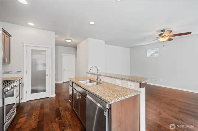 Large kitchen island with seating space