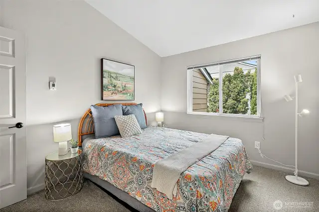 Bedroom is light and bright