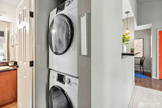 Full sized stacked washer and dryer