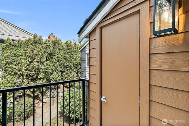 Storage shed on the patio