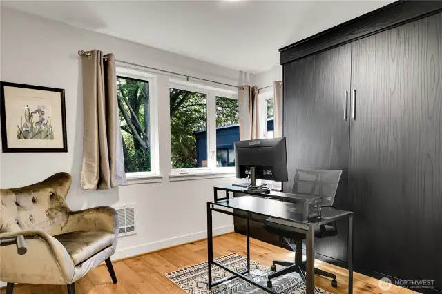 2nd of two bedrooms on level 2. it's doubling as an office with the California Closet Murphy Bed.