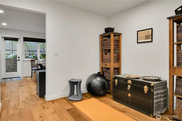Space in lower level currently used for yoga and workout room.