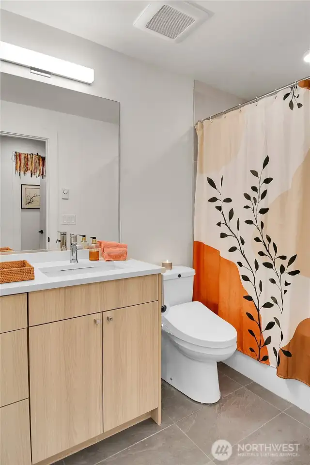 Full bath on lower level.