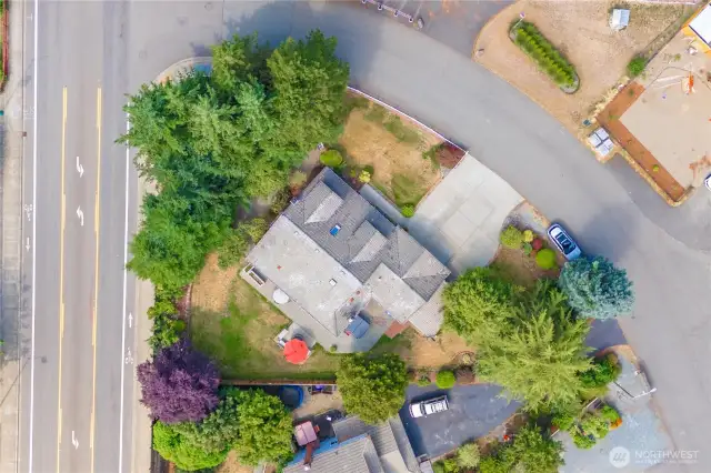 Aerial view of the 13,750 sq ft lot