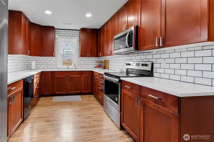 upscale back splash in the whole kitchen