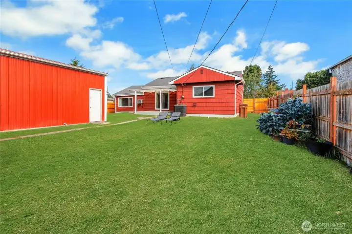 large fully fenced back yard.