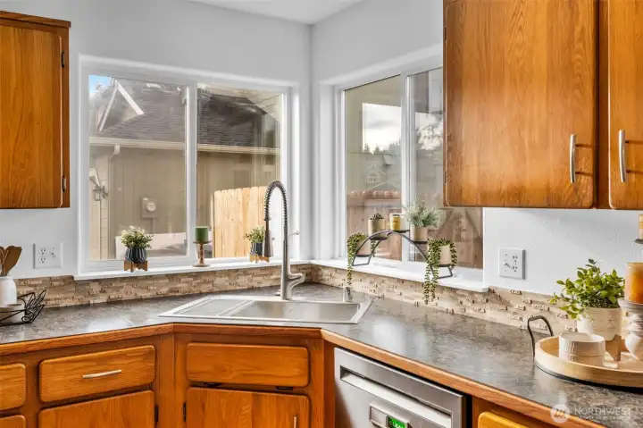 New kitchen sink. Windows make it light and brigh.