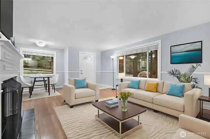 Virtually staged living room