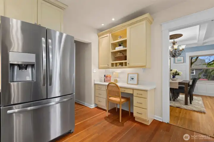 Off the kitchen the stair case to the basement.