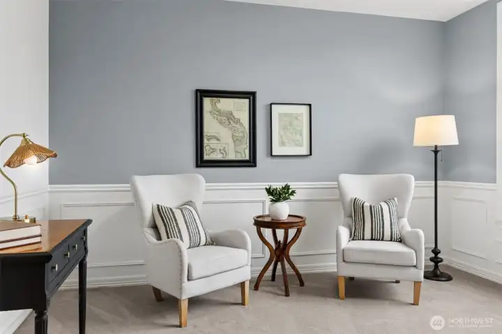 Classy wainscotting, Brand New Carpeting throughout the home!