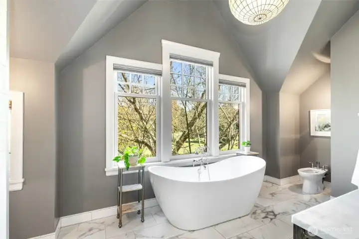 Spa-like primary bath inspired by the Four Seasons!
