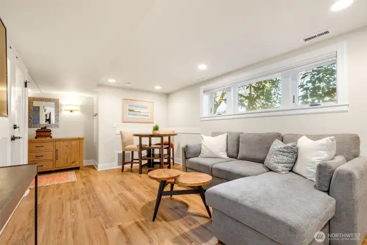 Fully finished lower level.