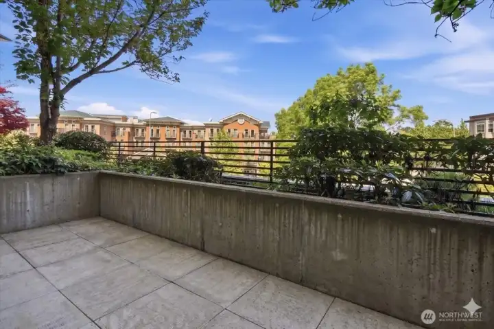 Your private, generously sized patio is the perfect place for morning coffee.