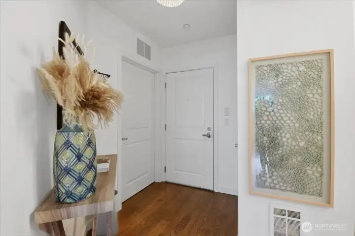 Front door and utility closet.