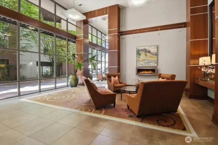 The secured lobby.
