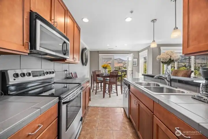 Kitchen with stainless steel appliances