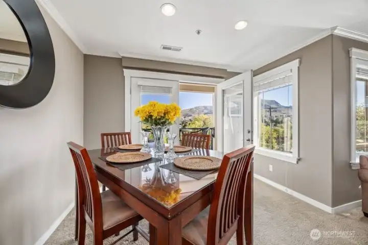 Dining room out the french doors to the deck