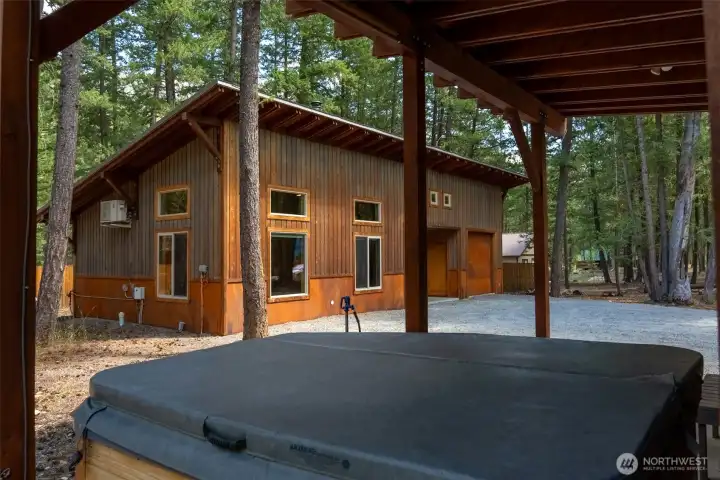View of main home from guest house/office space/hot tub