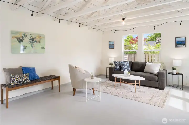 This space works great as an extension of living spaces (super convenient for summer BBQs and parties), or utilize it as a home gym, office, art studio, storage - you name it!