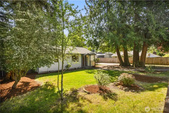 Expansive, fully fenced yard.