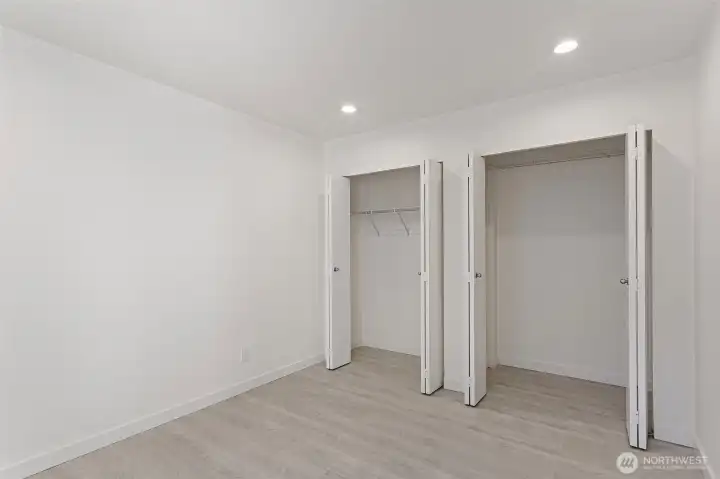 Double closets in the second bedroom provide additional storage space.