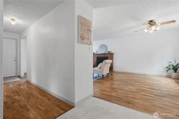 Unit A Bedroom #1- with queen bed, and beautiful hardwood floors...