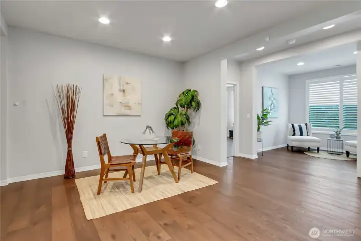 Brand new gleaming hardwood floors! Gorgeous quality. Impeccable installation.