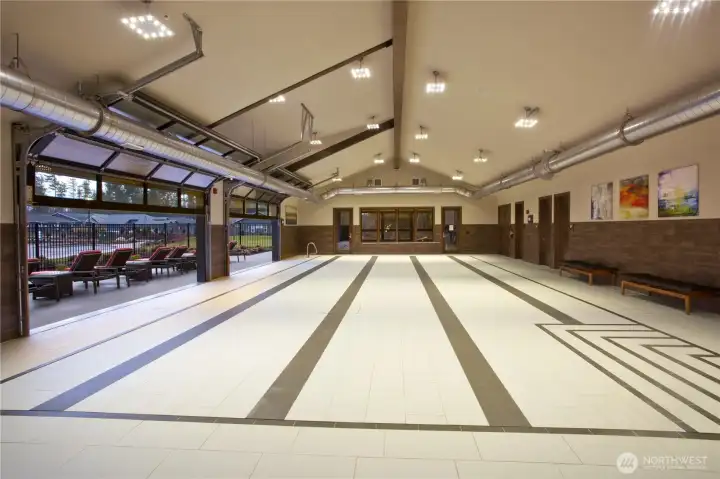 It takes just FOUR MINUTES and the pool changes to a hard surface floor that hosts banquets, wedding receptions, dance lessons and other events for up to 100 people.