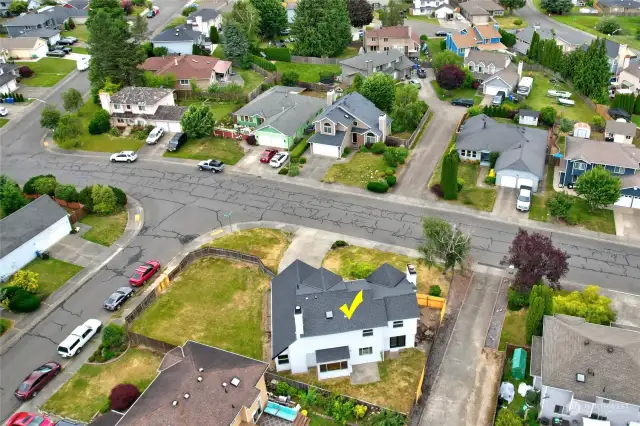Overhead view from back of the house. Park is located about a block north of here.