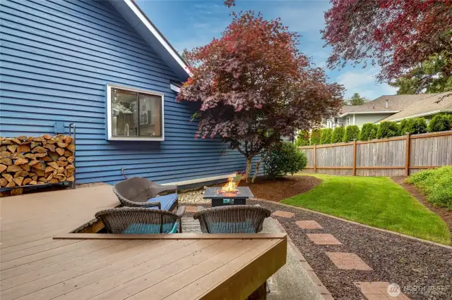 Fully fenced backyard with a great deck & entertaining area