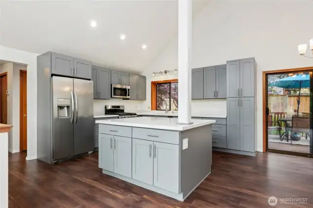 Newly updated kitchen with quartz counters & all new appliances.