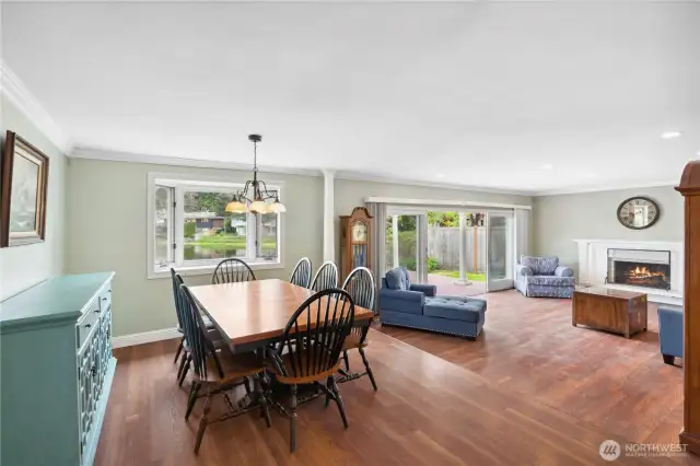 Formal dining and living spaces with picturesque views of the lake!