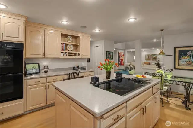 Built-in desk area will help keep household items organized.