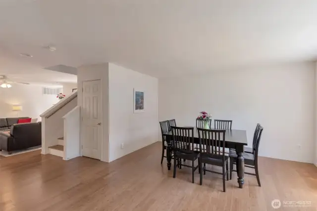 Open floor plan with dining and living room
