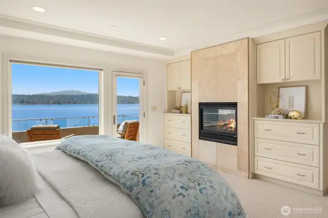 Features two sided fireplace.