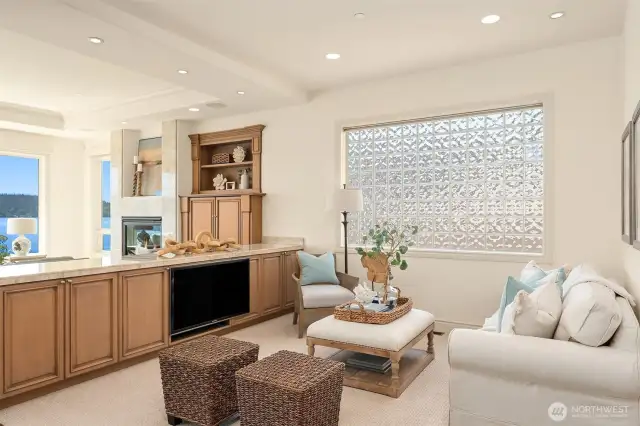 Adjacent to great room.