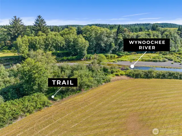 Trail access to Wynoochee River is near SE corner of property.