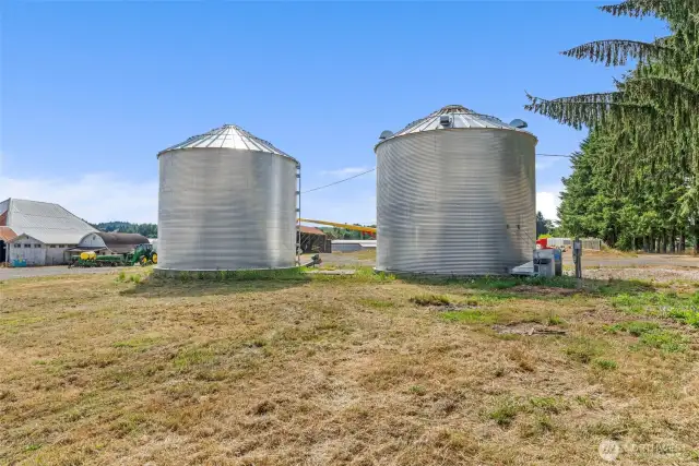 Grain bins.